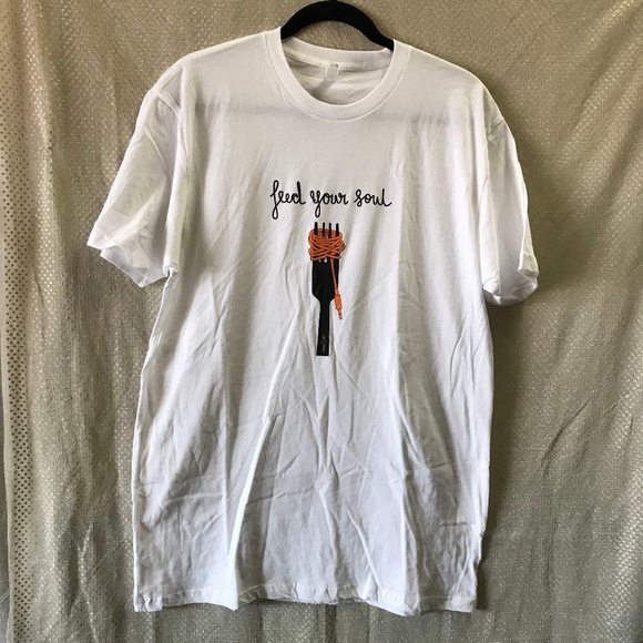 NWOT Feed Your Soul New Mens White Cotton T-Shirt Large Next Level Apparel - Picture 2 of 2